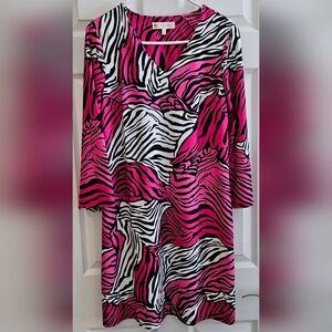 Jude Connally Medium Dress pink black bell long sleeves playful beachy